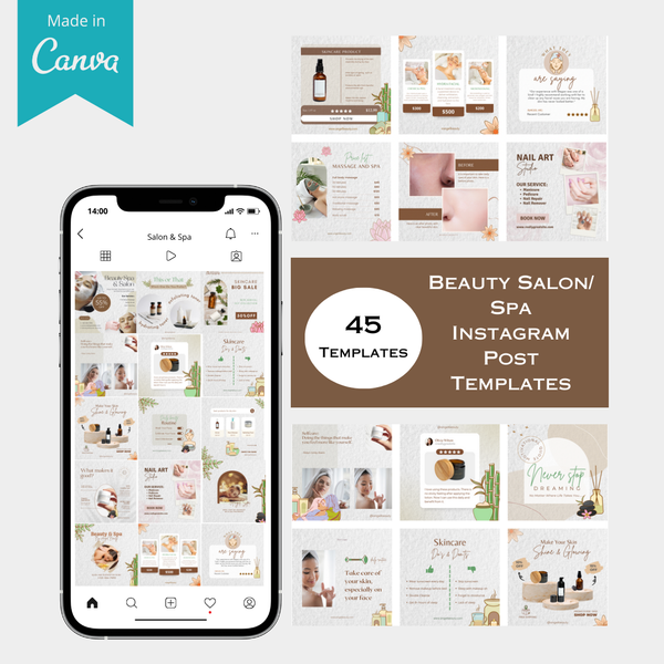 45 Beauty Salon/Spa Instagram Post Canva Templates