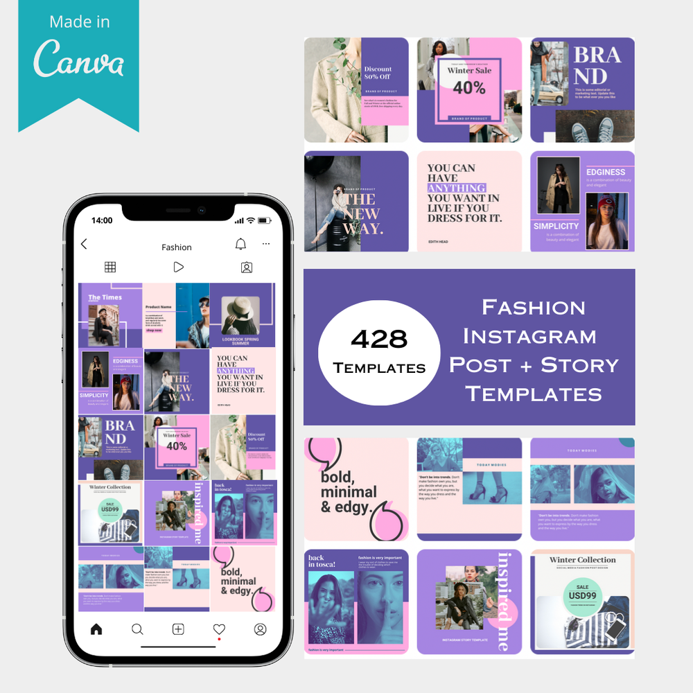 428 Fashion/Clothing Instagram Canva Templates