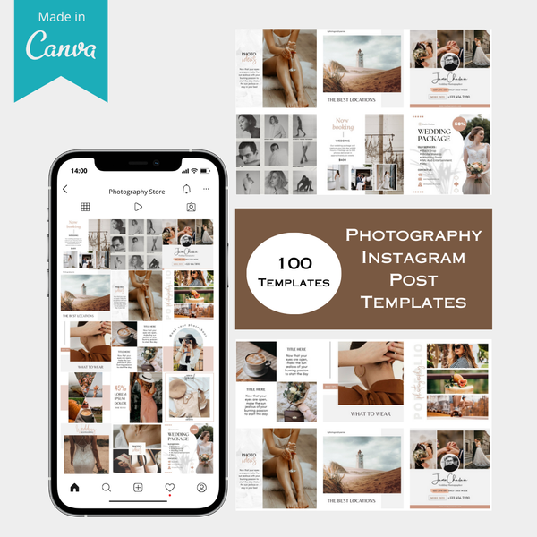 100 Photography Instagram Post Templates - Canva Editable