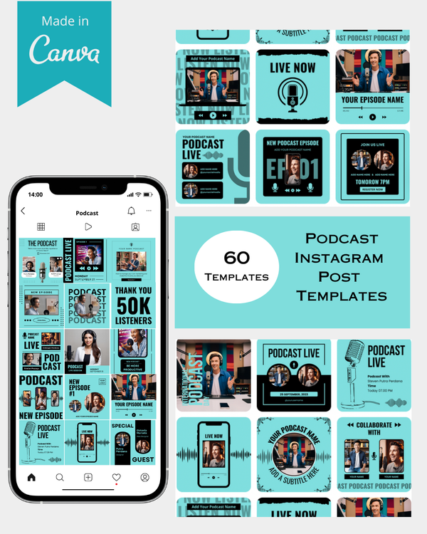 60 Podcast Instagram Post Templates - Canva