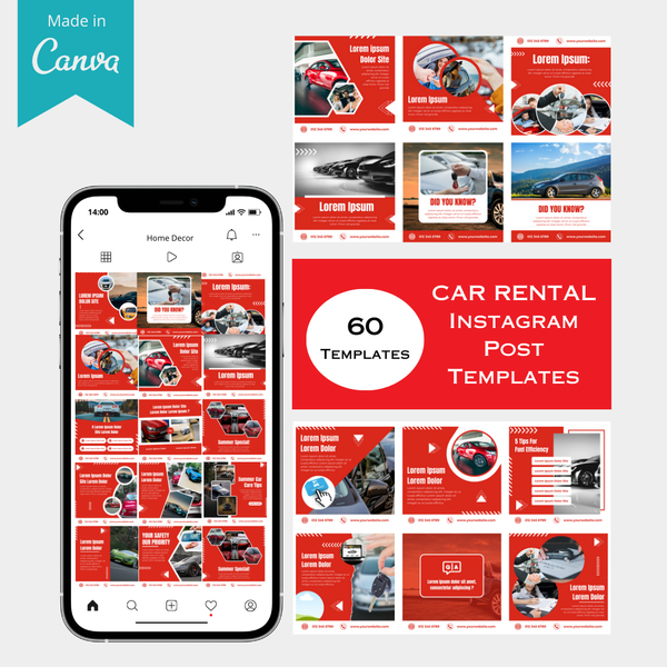 60 Car Rental Instagram Post Canva Templates