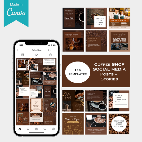 115 Coffee Shop Social Media Canva Templates