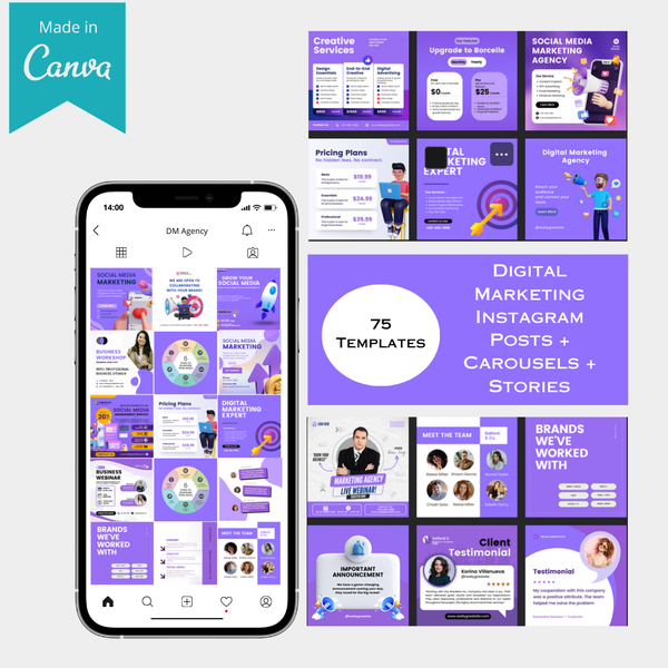 75 Digital Marketing Instagram Templates - Canva Editable