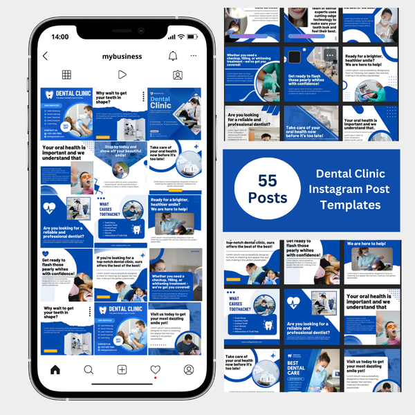 55 Dental Clinic Instagram Post Templates - Canva Editable