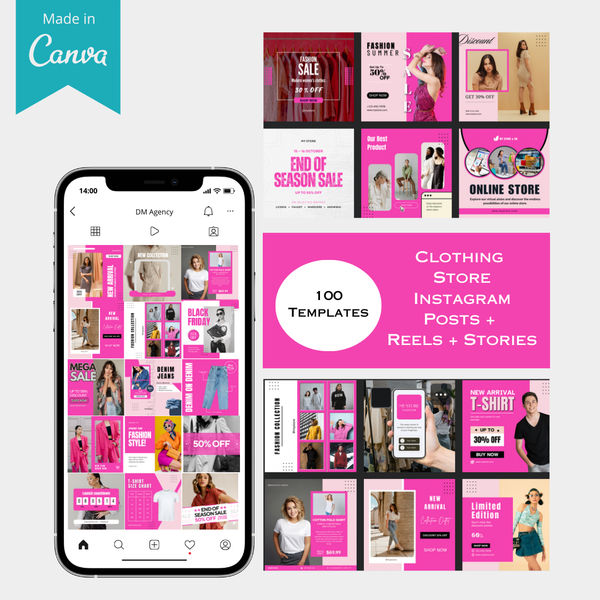 100 Clothing Store Instagram Templates - Canva Editable