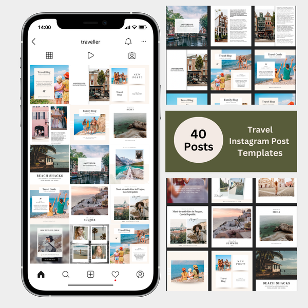 40 Travel Instagram Post Templates - Canva Editable