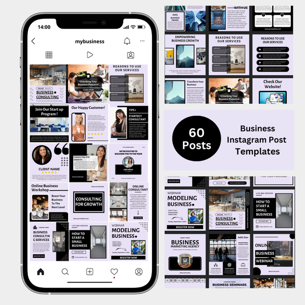 60 Canva Editable Business Instagram Post Templates